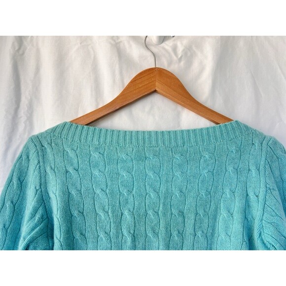 Ralph Lauren Black Label Cable Knit Thick V-Neck Sweater Large Cashmere Blend - Picture 6 of 9